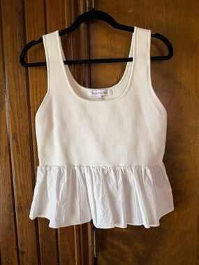 Sofie the Label Cream Peplum Crop Tank Top
